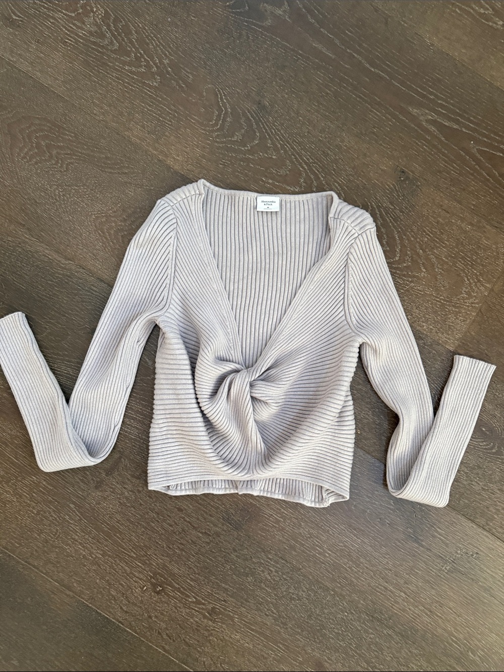 Abercrombie & Fitch Twist Front Ribbed Top - Light Taupe